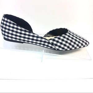 NWT Gingham Half D’Orsay Flat - Almond Toe Flats